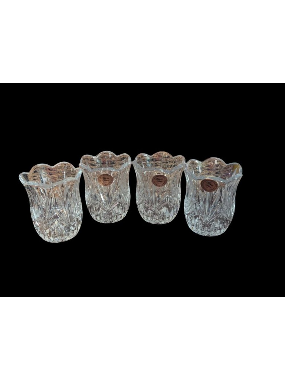 Vintage Princess House Lead Crystal Votive Tulip Rimmed Cup Set of Four Candle H
